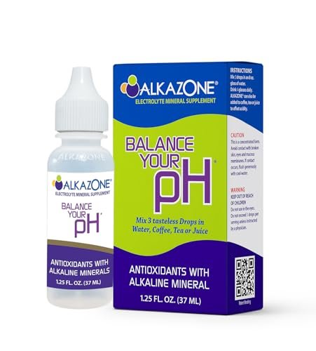 Alkazone pH-Balance-Alkalische Mineraltropfen – Antioxidantien, 1,25 Fl Oz, ergibt 10 Gallonen alkalisches, antioxidantienreiches Wasser, ungesüßt