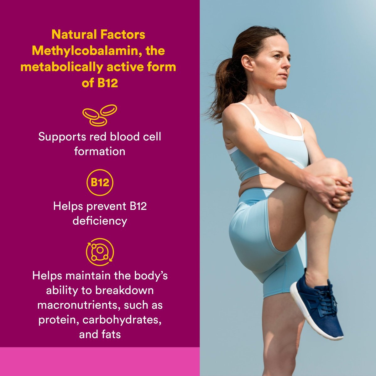 Natural Factors Vitamin B12 Methylcobalamin 5000 mcg – Kautabletten für Energie & Immunsystem, 60 Tabletten