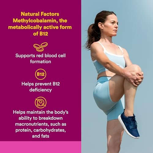 Natural Factors Vitamin B12 Methylcobalamin 5000 mcg – Kautabletten für Energie & Immunsystem, 60 Tabletten