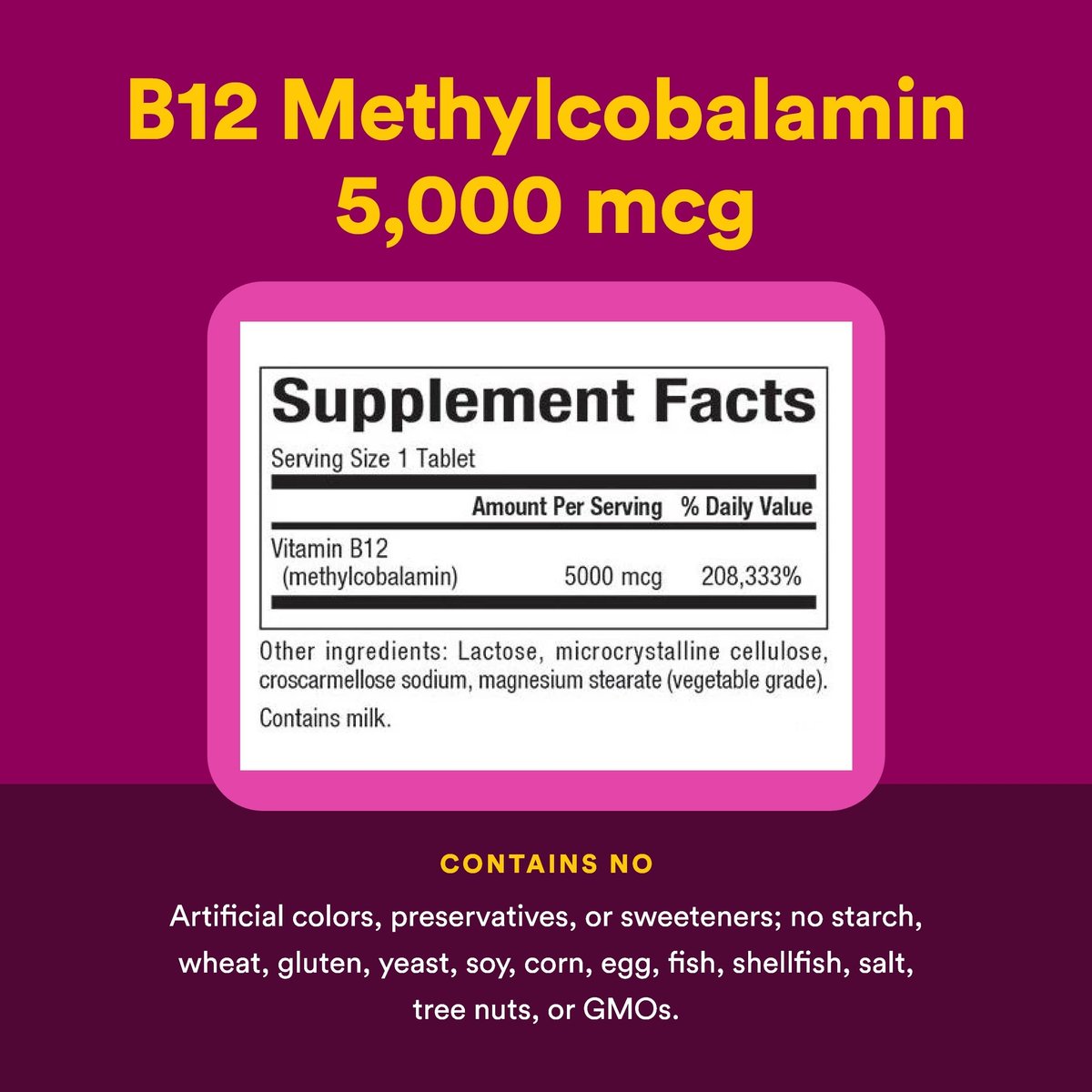 Natural Factors Vitamin B12 Methylcobalamin 5000 mcg – Kautabletten für Energie & Immunsystem, 60 Tabletten