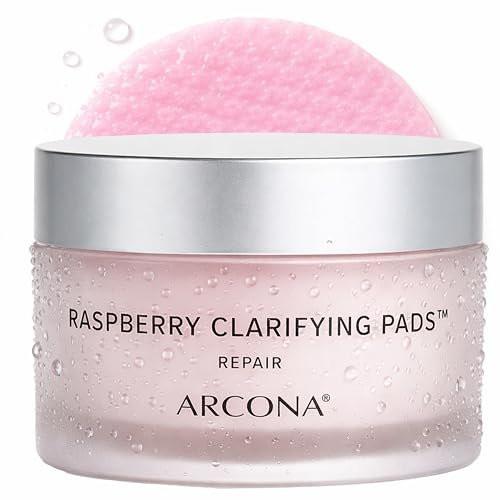 ARCONA Raspberry Clarifying Pads – Reinigungspads mit Himbeerextrakt, Hamamelis, Salicylsäure und Teebaumextrakten für klare, geschützte Haut – 45 Pads, Hergestellt in den USA