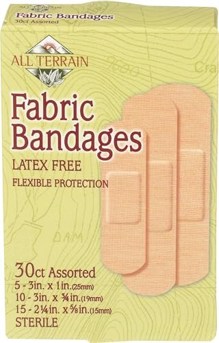 All Terrain Stoffpflaster, Latexfreie flexible Wundversorgung, 30 Stück, gemischte Größen, steril