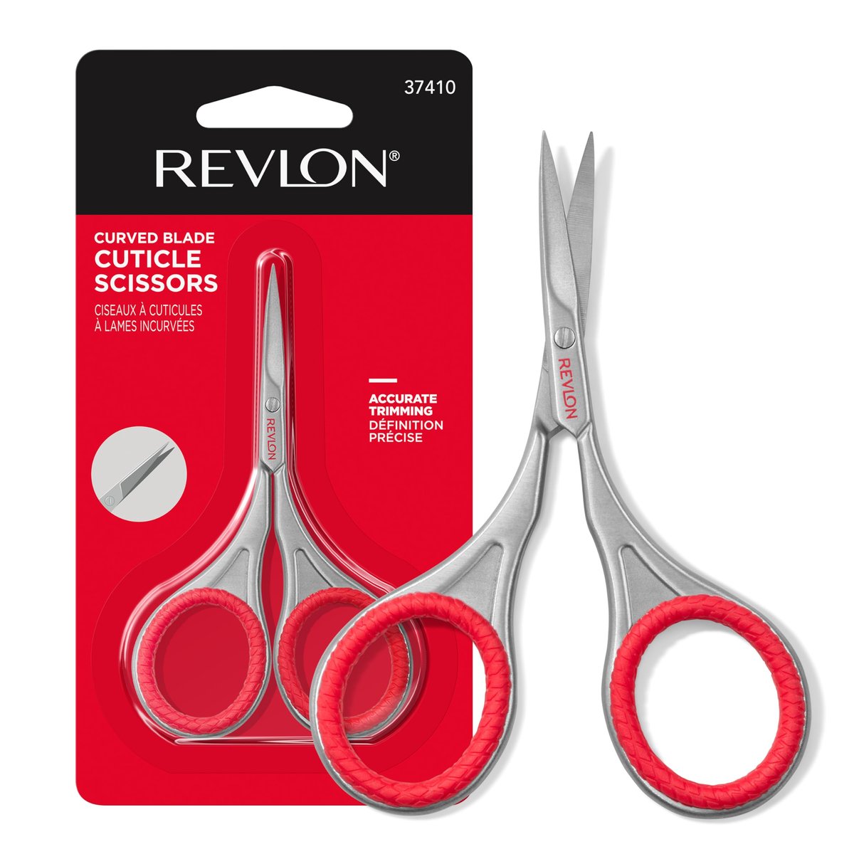 Revlon Nagelschere für die Nagelhaut – Feine, gebogene Klinge aus Edelstahl für saubere Nagelhaut und das Schneiden von Nagelhaut – Werkzeug für sichere Nagelhautpflege, 1 Stück