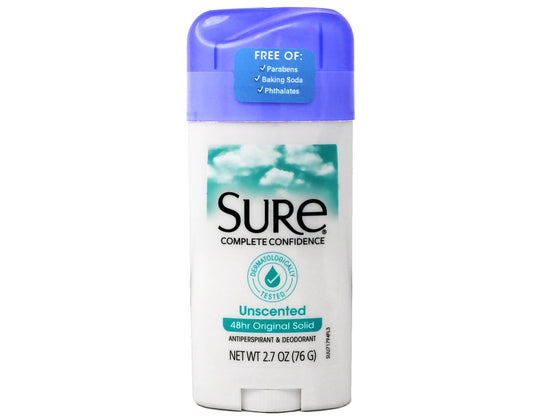 Sure Original Solid Unscented Antitranspirant-Deodorant, 2,7 oz (1er Pack)