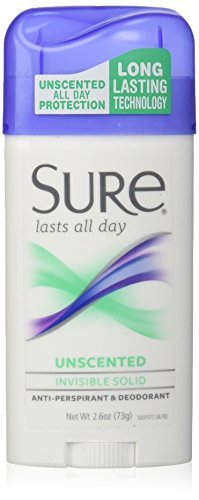 Sure Unscented Invisible Solid Antitranspirant und Deodorant, 2,6 Unzen (Packung mit 6)