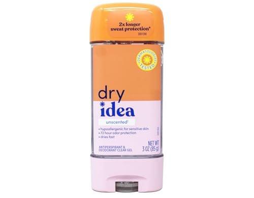 Dry Idea Clear Gel Antitranspirant & Deodorant, Advanced Dry, Unguvertet, hypoallergen, 3,0 Unzen Tuben (Packung mit 4)
