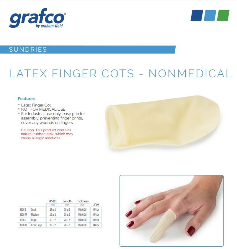Graham-Field Grafco Latex Fingerlinge, Größe L, 144 Stück