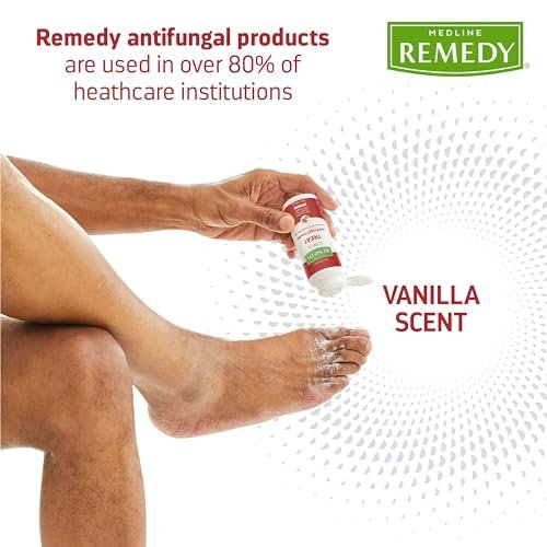 Medline Remedy Clinical Antimykotikum Puder (3 oz Flasche), Vanilleduft, 2% Miconazolnitrat, behandelt Fußpilz, Juckreiz, Ringelflechte, Hautfalten, Infektion, Talkumfrei, lindert Brennen und Reiben