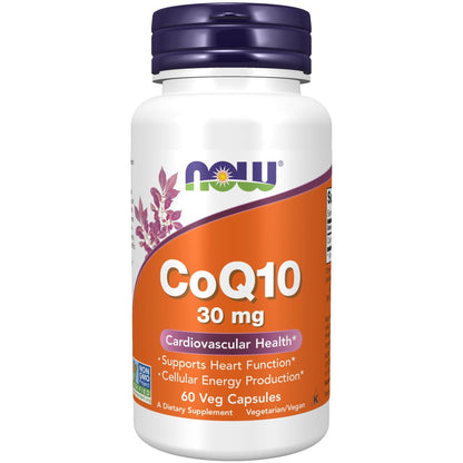 NOW Foods CoQ10 30 mg – 60 vegane Kapseln, pharmazeutische Qualität, All-Trans Form aus Fermentation