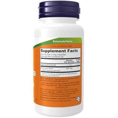 NOW Foods Echinacea (Purpurea Root) 400 mg – 100 vegane Kapseln zur Unterstützung des Immunsystems