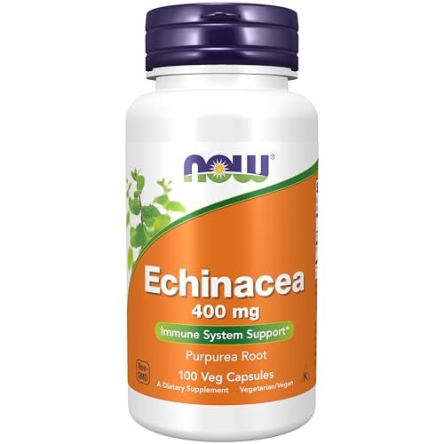 NOW Foods Echinacea (Purpurea Root) 400 mg – 100 vegane Kapseln zur Unterstützung des Immunsystems