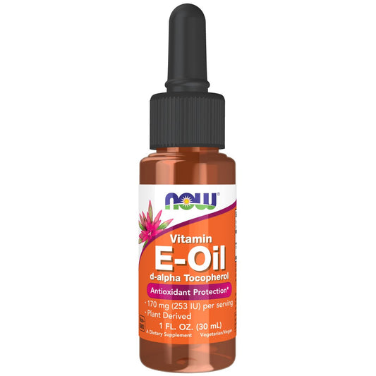 NOW Foods Vitamin E-Öl (D-Alpha-Tocopherol) – 30 ml (1 oz) – Natürliches Antioxidans für Haut & Haare