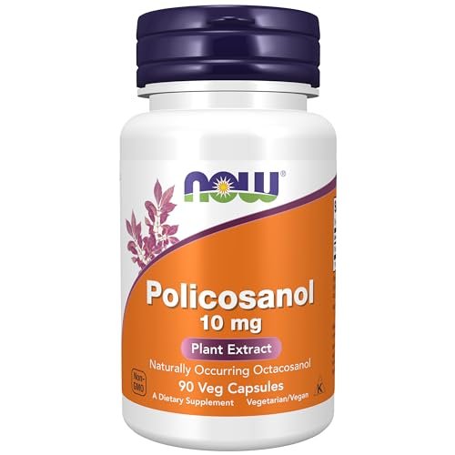 NOW Foods Policosanol 10 mg – 90 vegane Kapseln mit langkettigen Fettalkoholen aus Zuckerrohr