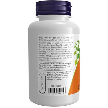 NOW Foods Kapseln, Cayenne (Capsicum annuum) 500 mg, Kräuterunterstützung, 100 vegane Kapseln