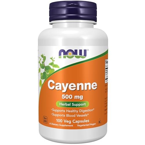 NOW Foods Kapseln, Cayenne (Capsicum annuum) 500 mg, Kräuterunterstützung, 100 vegane Kapseln