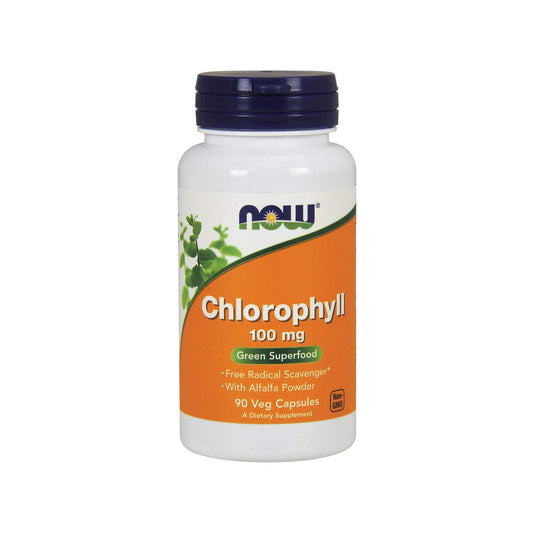 NOW Foods Chlorophyll 100 mg mit Alfalfa-Pulver, Grünes Superfood, 90 Veggie-Kapseln