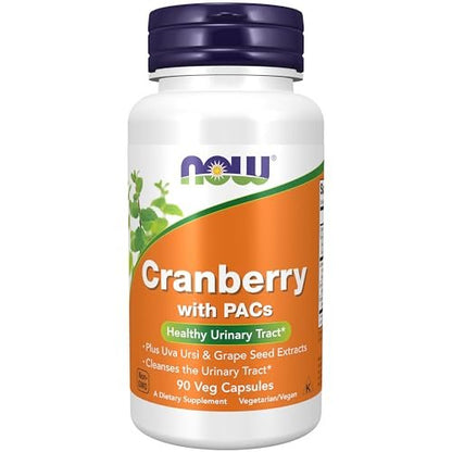 NOW Supplements Cranberry mit PACs, plus Uva Ursi und Traubenkernextrakt – 90 vegane Kapseln