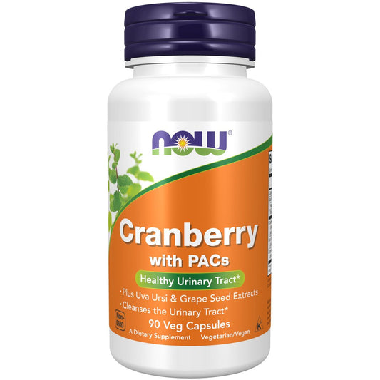 NOW Supplements Cranberry mit PACs, plus Uva Ursi und Traubenkernextrakt – 90 vegane Kapseln