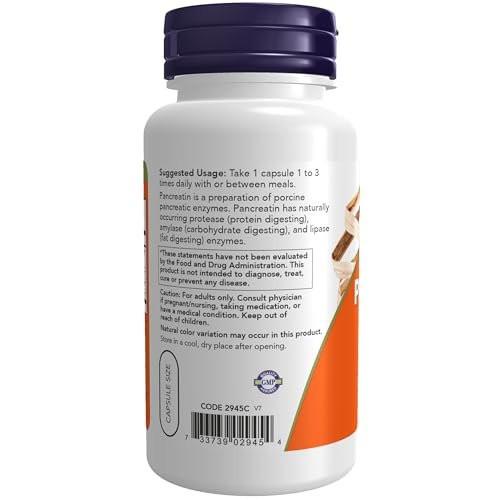 NOW Supplements, Pankreatin 10X 200 mg mit natürlich vorkommenden Protease-, Amylase- und Lipase-Enzymen, 100 Kapseln