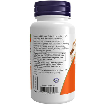 NOW Supplements, Pankreatin 10X 200 mg mit natürlich vorkommenden Protease-, Amylase- und Lipase-Enzymen, 100 Kapseln