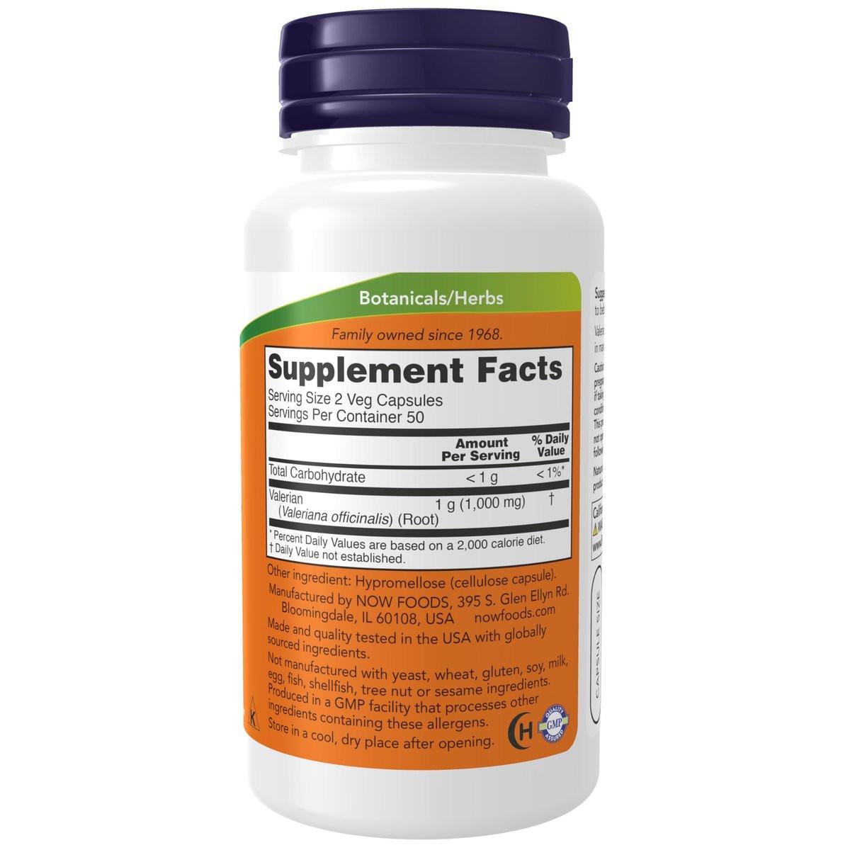 NOW Foods Baldrianwurzel 500 mg – 100 vegane Kapseln, pflanzliches Nahrungsergänzungsmittel