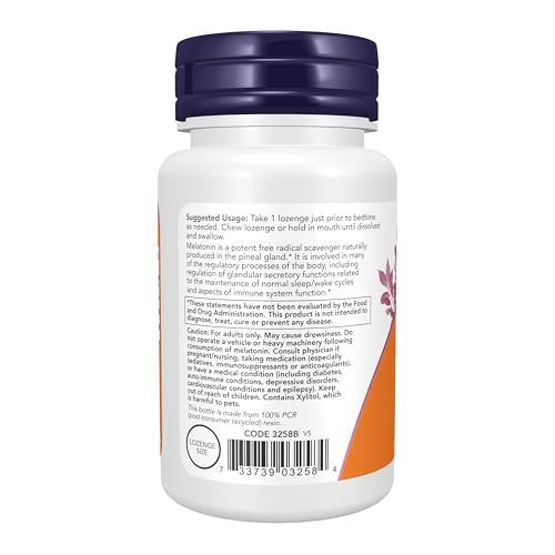 NOW Foods Melatonin 3 mg – 90 Kautabletten, Antioxidans & Unterstützung für gesunden Schlafzyklus*