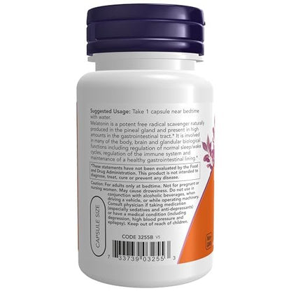 NOW Foods Melatonin 3 mg – 60 vegane Kapseln für einen gesunden Schlafzyklus