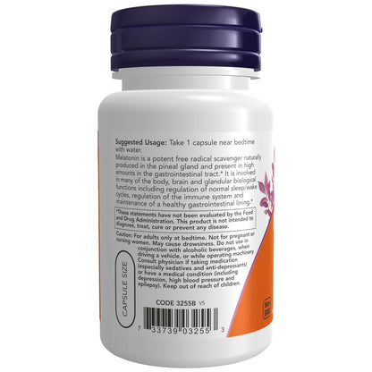 NOW Foods Melatonin 3 mg – 60 vegane Kapseln für einen gesunden Schlafzyklus