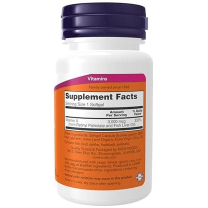 NOW Supplements, Vitamin A 10.000 IE, für die Augengesundheit*, essentielle Ernährung, 100 Weichkapseln