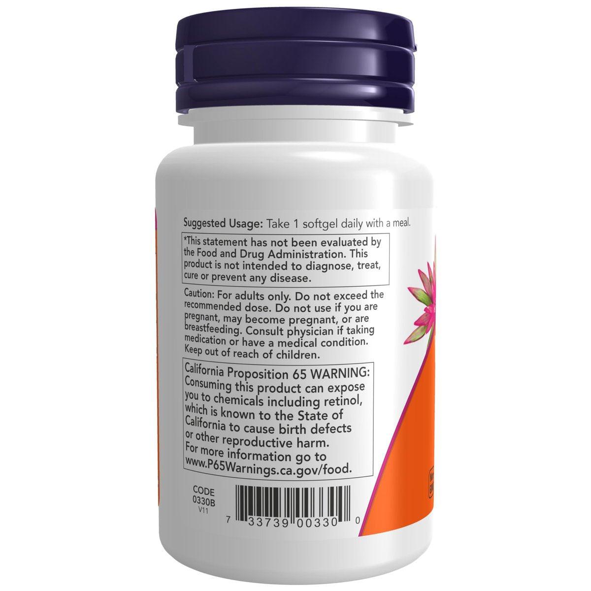 NOW Supplements, Vitamin A 10.000 IE, für die Augengesundheit*, essentielle Ernährung, 100 Weichkapseln