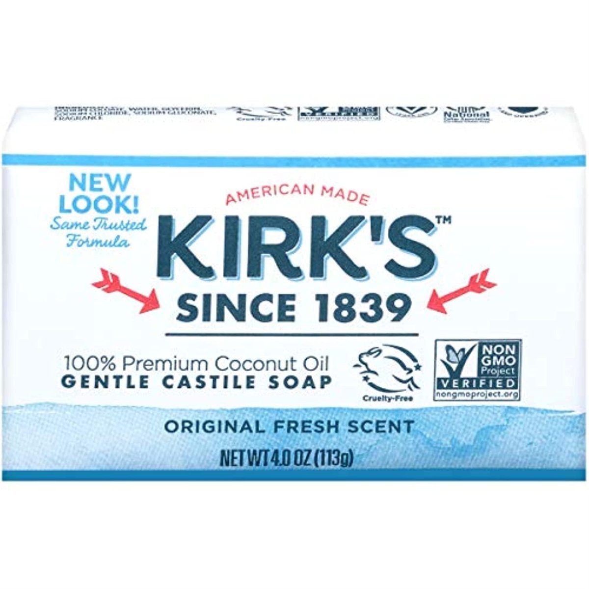 Kirk's Castile Naturseife Kokosnuss 4oz - 5er Pack, natürliche Reinigung für Haut und Haar