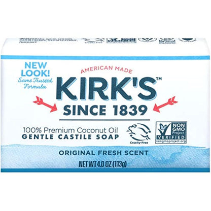 Kirk's Castile Naturseife Kokosnuss 4oz - 5er Pack, natürliche Reinigung für Haut und Haar