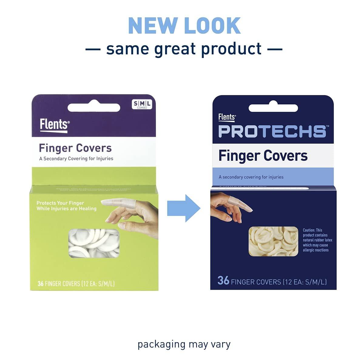 Flents Fingerlinge für Erste Hilfe – Schützen Sie Finger während der Heilung, bedecken Sie Schnitte und Verletzungen, haltbare und bequeme Barrierehandschuhe für Wundversorgung und Hygiene, Einweg, Latex, 36 Stück