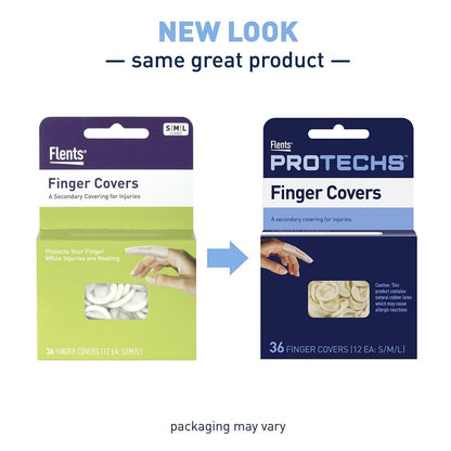 Flents Fingerlinge für Erste Hilfe – Schützen Sie Finger während der Heilung, bedecken Sie Schnitte und Verletzungen, haltbare und bequeme Barrierehandschuhe für Wundversorgung und Hygiene, Einweg, Latex, 36 Stück