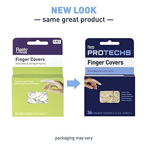 Flents Fingerlinge für Erste Hilfe – Schützen Sie Finger während der Heilung, bedecken Sie Schnitte und Verletzungen, haltbare und bequeme Barrierehandschuhe für Wundversorgung und Hygiene, Einweg, Latex, 36 Stück