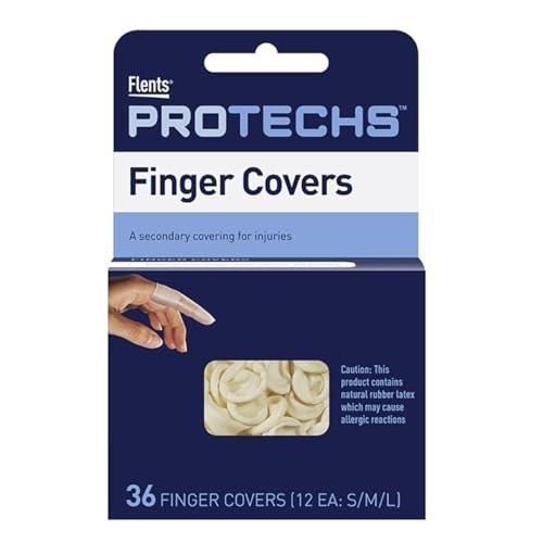 Flents Fingerlinge für Erste Hilfe – Schützen Sie Finger während der Heilung, bedecken Sie Schnitte und Verletzungen, haltbare und bequeme Barrierehandschuhe für Wundversorgung und Hygiene, Einweg, Latex, 36 Stück