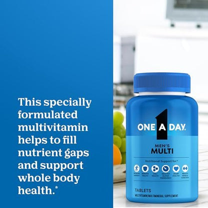 One A Day Multivitamin für Männer – Tägliches Männermultivitamin mit Vitamin D, Zink, Folsäure und B-Vitaminen, Unterstützung der körperlichen Energie, 200 Tabletten