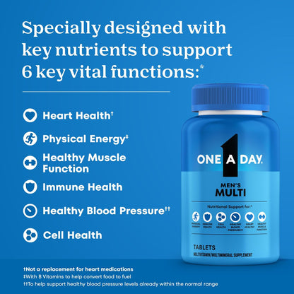 One A Day Multivitamin für Männer – Tägliches Männermultivitamin mit Vitamin D, Zink, Folsäure und B-Vitaminen, Unterstützung der körperlichen Energie, 200 Tabletten