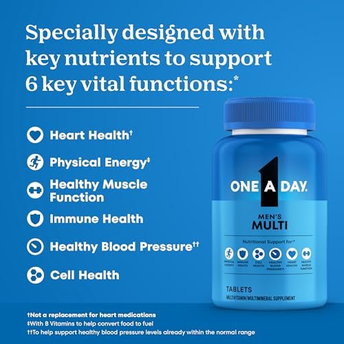 One A Day Multivitamin für Männer – Tägliches Männermultivitamin mit Vitamin D, Zink, Folsäure und B-Vitaminen, Unterstützung der körperlichen Energie, 200 Tabletten
