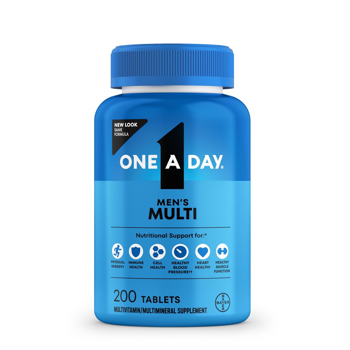 One A Day Multivitamin für Männer – Tägliches Männermultivitamin mit Vitamin D, Zink, Folsäure und B-Vitaminen, Unterstützung der körperlichen Energie, 200 Tabletten