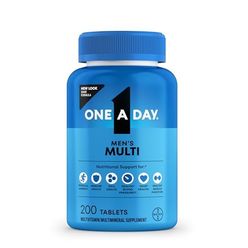 One A Day Multivitamin für Männer – Tägliches Männermultivitamin mit Vitamin D, Zink, Folsäure und B-Vitaminen, Unterstützung der körperlichen Energie, 200 Tabletten