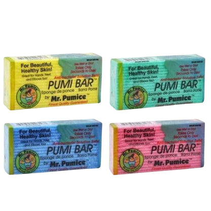Mr. Pumice Callus Remover PUMI Bar: Pediküre-Stein & Fuß-/Fersenschrubber – Mittlere Körnung (Verschiedene Farben) 4er-Pack