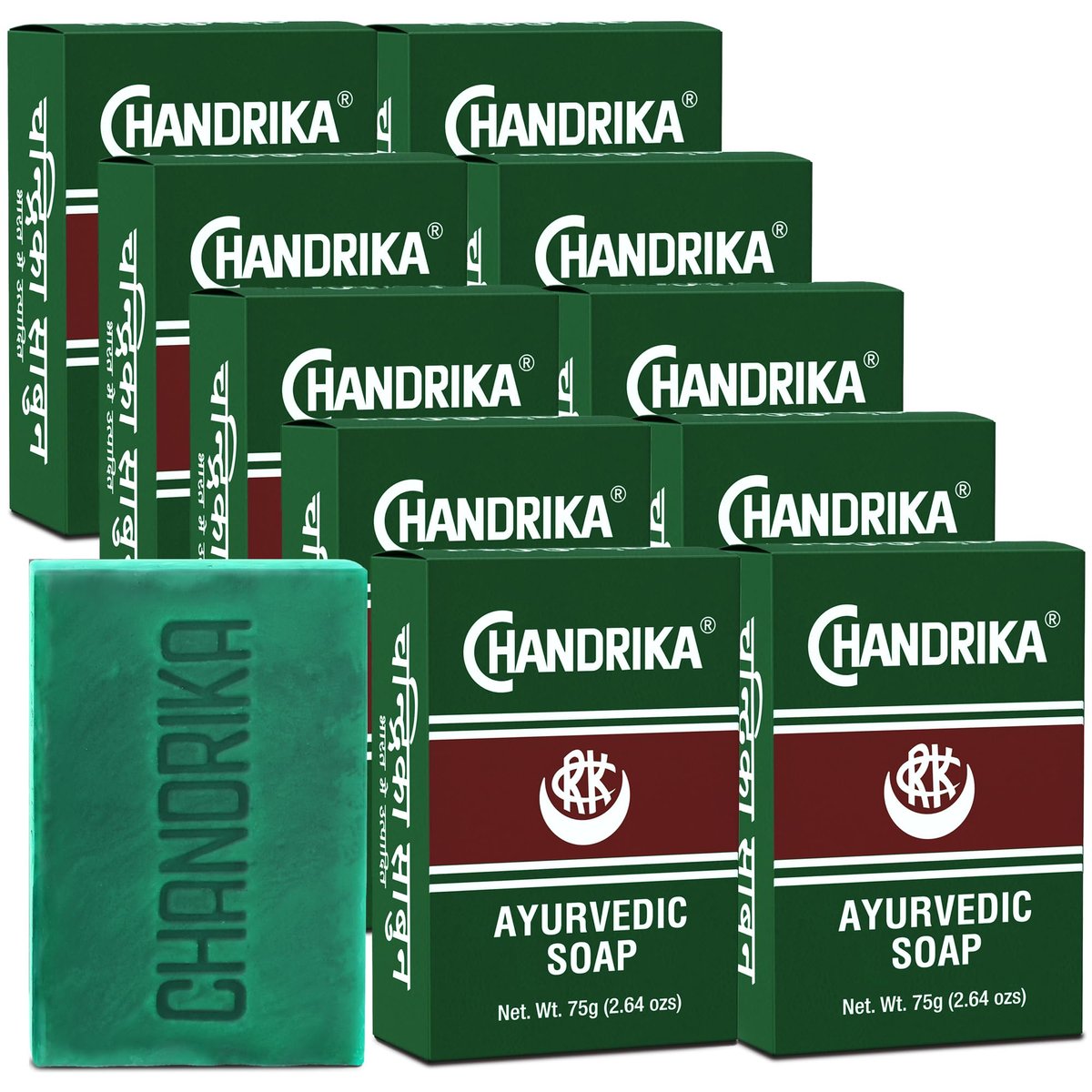 Chandrika Ayurveda Seife im Pack mit 10 – Original ayurvedische Körper- und Badseife
