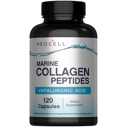 NeoCell Marine Collagen Peptides Kapseln | 120 Kapseln | mit Hyaluronsäure & Vitamin C | für Frauen & Männer