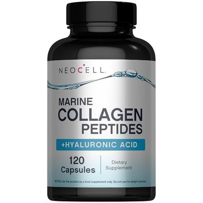 NeoCell Marine Collagen Peptides Kapseln | 120 Kapseln | mit Hyaluronsäure & Vitamin C | für Frauen & Männer
