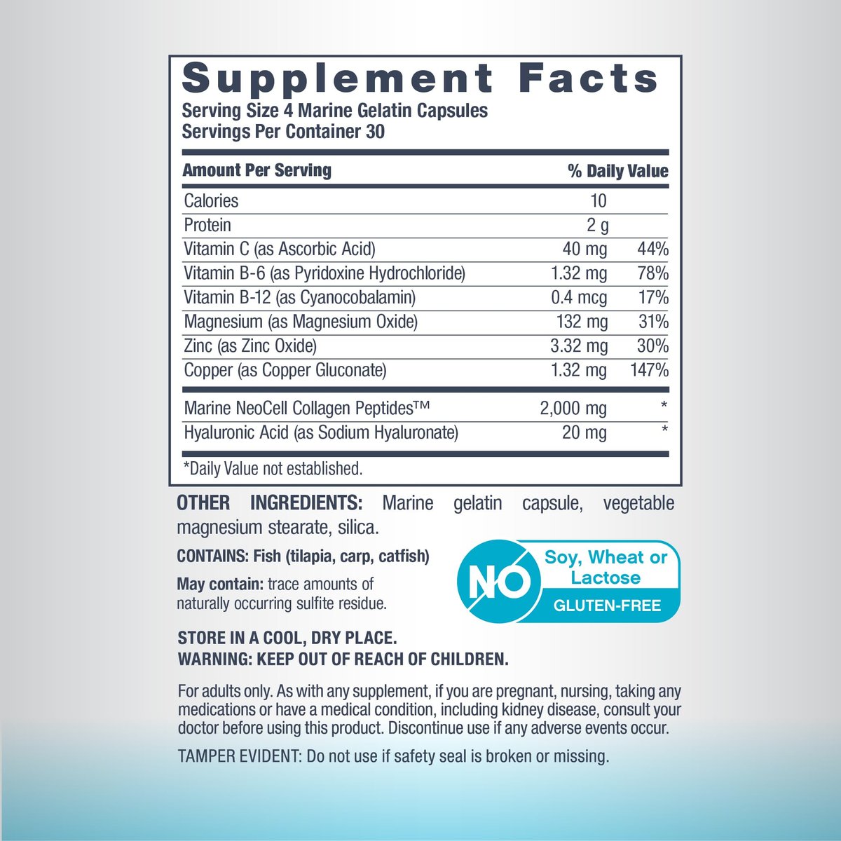 NeoCell Marine Collagen Peptides Kapseln | 120 Kapseln | mit Hyaluronsäure & Vitamin C | für Frauen & Männer