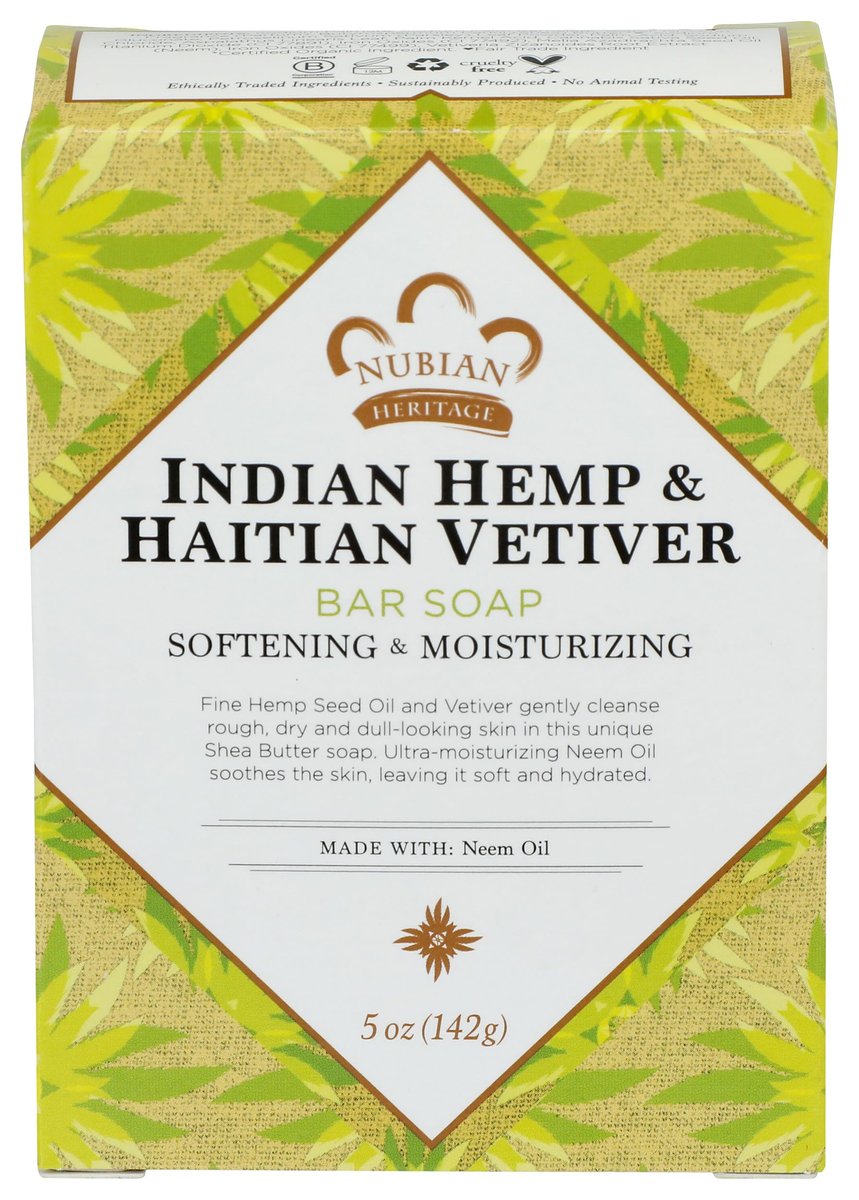Nubian Heritage Seifenstück, Indischer Hanf, 5 Unzen – Feuchtigkeitsspendende Naturseife