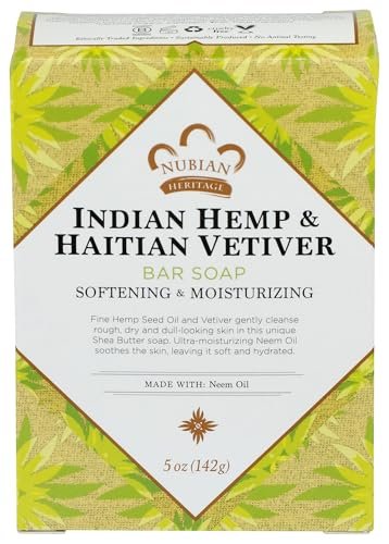Nubian Heritage Seifenstück, Indischer Hanf, 5 Unzen – Feuchtigkeitsspendende Naturseife