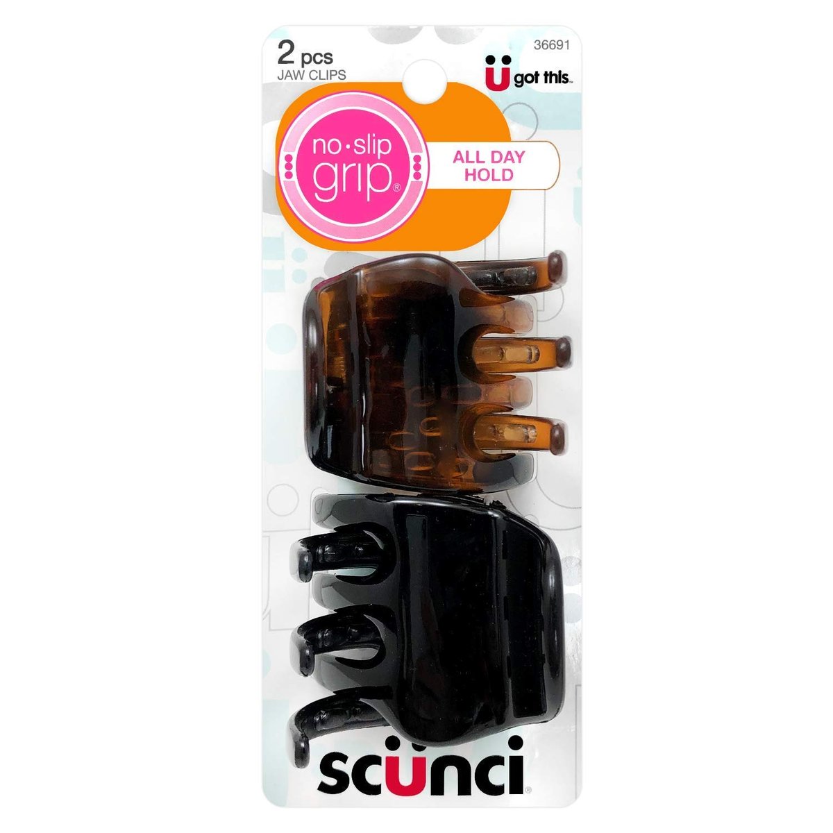 Scuni No-Slip Grip Chunky Haarspangen | Den ganzen Tag Halt | 2 Stück pro Packung (1er-Pack) - Braun