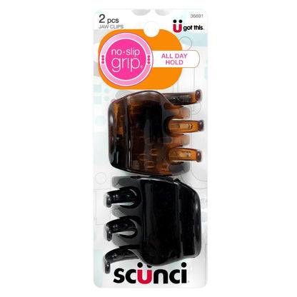 Scuni No-Slip Grip Chunky Haarspangen | Den ganzen Tag Halt | 2 Stück pro Packung (1er-Pack) - Braun